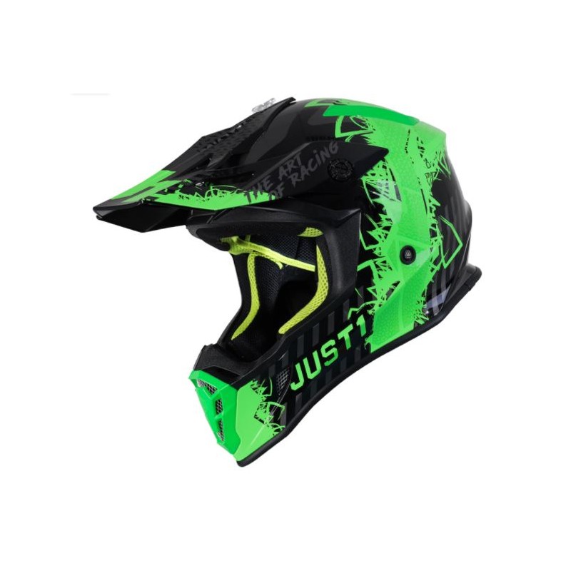 Casco da moto cross/enduro J38 mask fluo green titanium black omologato  art:J38 V JUST1