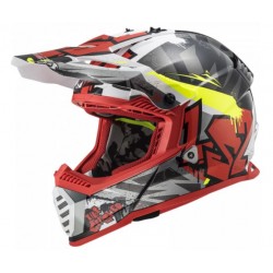 Casco da moto cross/enduro MX 437 Fast Evo Crusher- Black e red omologato art:MX 437 FAST EVO LS2