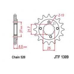 Pignone JT Sprockets 1309 a denti 15 con passo 520 per  Honda TRX 400 09'-12' art:JTF1309 15