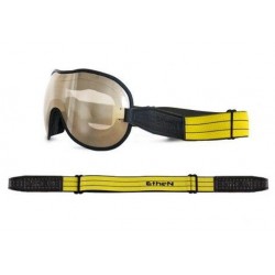 Occhiale a mascherina Cafè Racer con lente bronzo elastico nero/giallo per caschi jet art:CR0110...