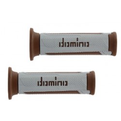 Manopole moto serie A350 Domino argento e marrone Ø 22/26 mm universale per moto stradali...