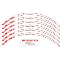Kit adesivi ruote Barracuda rosso con scritta bianca ,universale per moto art:N5400/B BARRACUDA