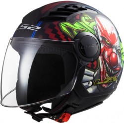 Casco moto jet OF562 Aiflow Happy Dreams nero con visiera lunga per moto e scooter  art:OF562...